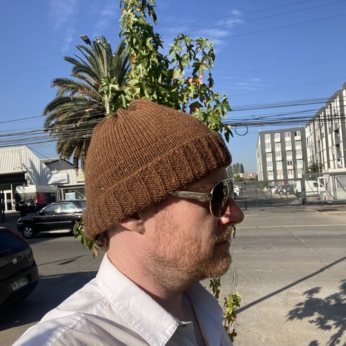 Fisherman Winter Beanie Hat Hand Knit in Soft Warm Brown Alpaca Wool - Picture 12 of 16