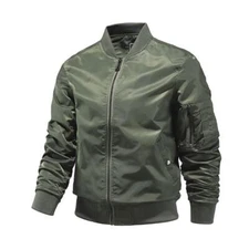 Mens Heavy Weight MA-1 Flight Bomber Jacket Full Zip Outerwear Coat Colors .