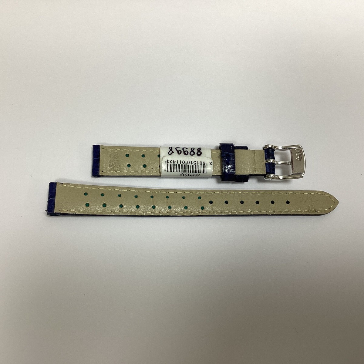 Bracelet De Montre ZRC 18 Mm – Cuir Grain Alligator Bleu Marine (neuf Avec étiquettes)