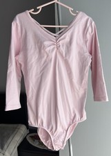 Danskin Now Girls Ballet Pink Long Sleeve Cross Back Leotard Size Large 10-12 