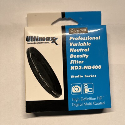 ULTIMAXX 62mm Variable Neutral Density Multi-Coated Lens Filter ND2-ND400