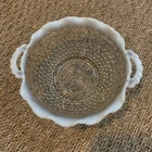 Vintage Anchor Hocking Opalescent Moonstone Hobnail Glass Bowl with Handles 6.5”