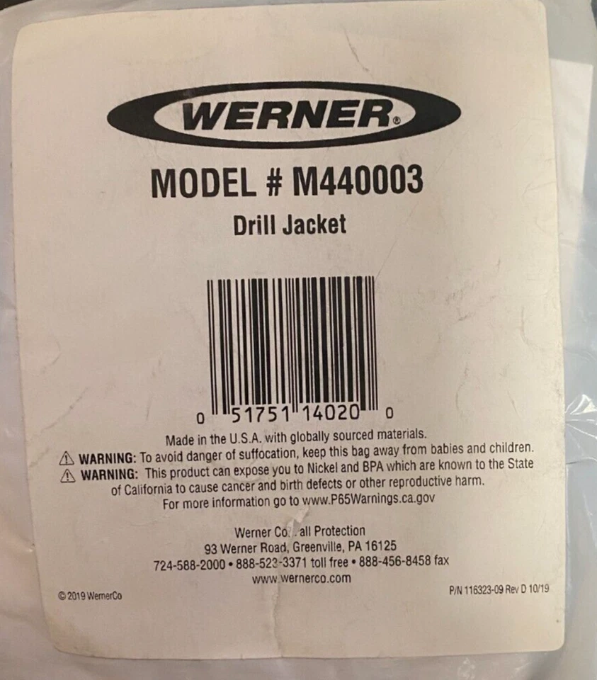 WERNER M440003 POLYESTER DRILL JACKET - Image 2 of 2
