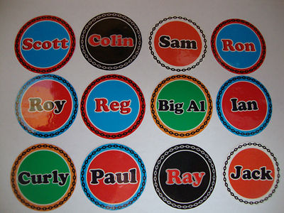 12 LAWN BOWLS STICKERS 1" NAMES CROWN GREEN BOWLS FLAT GREEN