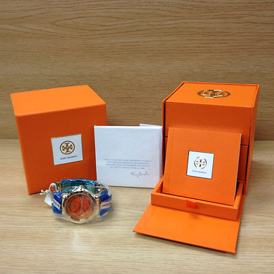 Tory Burch Watch Gold Tone Orange 37 Mm Style TRB1006 NWB Tory Burch TRB1006 Gold Tone Orange 37mm Watch 100  main image 3