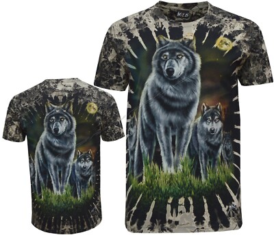 Wolf Pack Biker Indianer Indianer Tier leuchten im Dunkeln Tye Dye T-Shirt M-3XL