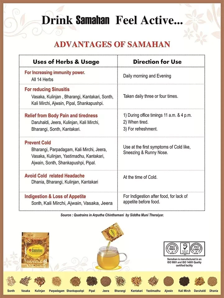 Samahan Ayurvedischer Kräutertee - Natürliche Erkältungs- & Hustenlinderung mit 14 Kräutern - GRATIS - Bild 2 von 4