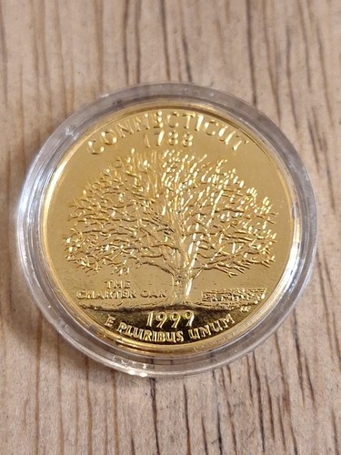 24K Gold Plated State Quarters from 1999, NJ, PA, CT, DE, GA 5 Coins - Picture 2 of 11