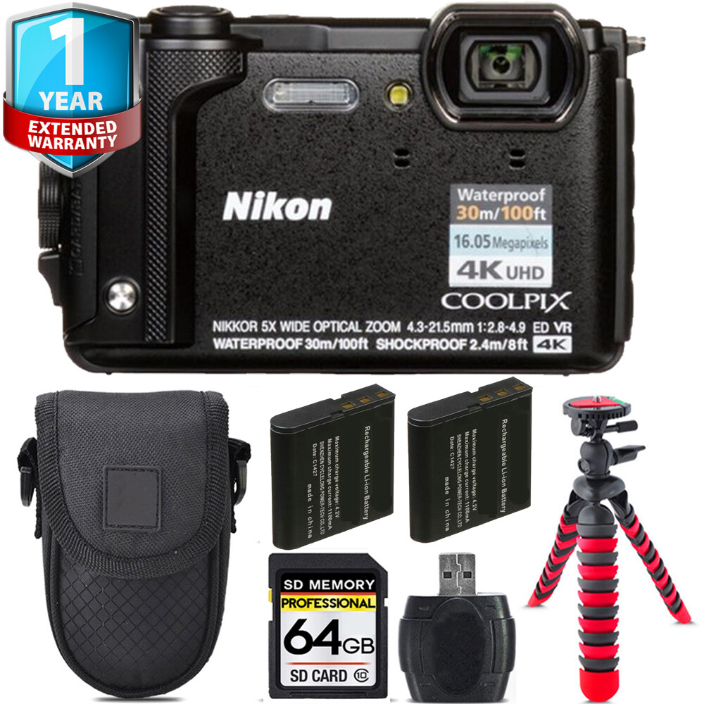 Nikon COOLPIX W300 Camera (Black) + Extra Battery + 1 Yr Warranty 