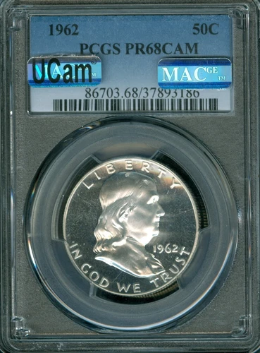 1962 FRANKLIN HALF PCGS PR 68 CAM MAC UCAM & SPOTLESS  .