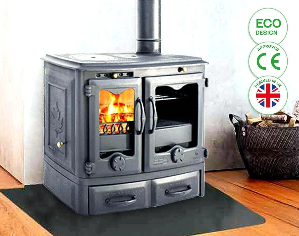 The Frome Cast Iron 15Kw Wood Multifuel Burning Stove with Oven and Drawer  | eBay