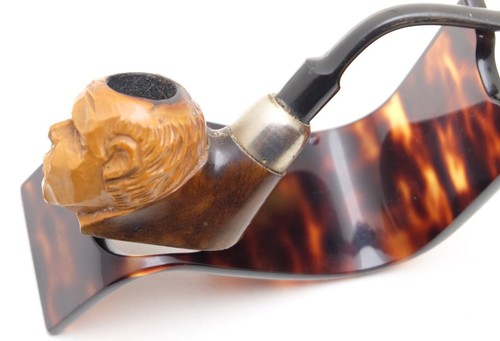 Pipa de tabaco para fumar vintage tallada en cabeza de hombre sin marca - Imagen 2 de 8