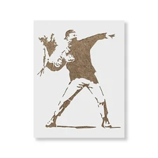 Rage Flower Thrower Banksy Stencil - Durable & Reusable Mylar Stencils