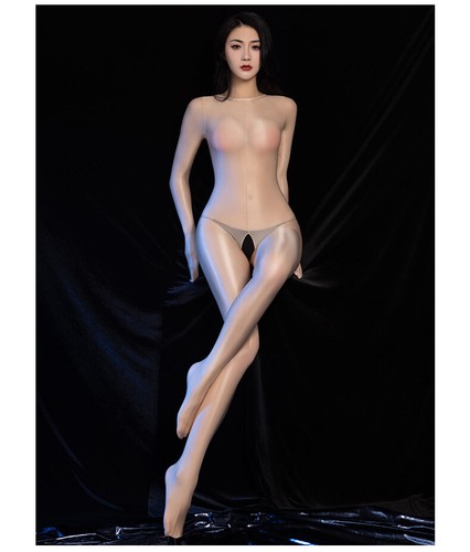 Tuta Donna Trasparente Lucido Lucido Tuta Piena Bodystocking Senza Uncinetto Con Guanti - Foto 9 di 27