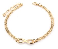 Women Girl Silver Gold Infinity 8 Stainless Steel Chain Bracelet Anklet 8" PE14