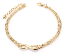 Women Girl Silver Gold Infinity 8 Stainless Steel Chain Bracelet Anklet 8" PE14
