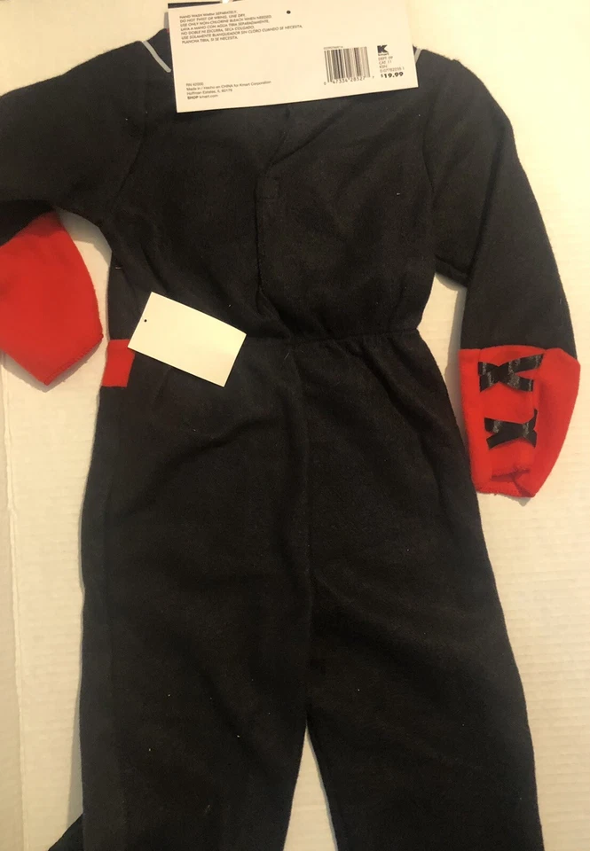 Disfraz Ninja 2-4 Años Halloween Niños Negro y Rojo Ninja Luchador 0M Foto 3 de 4