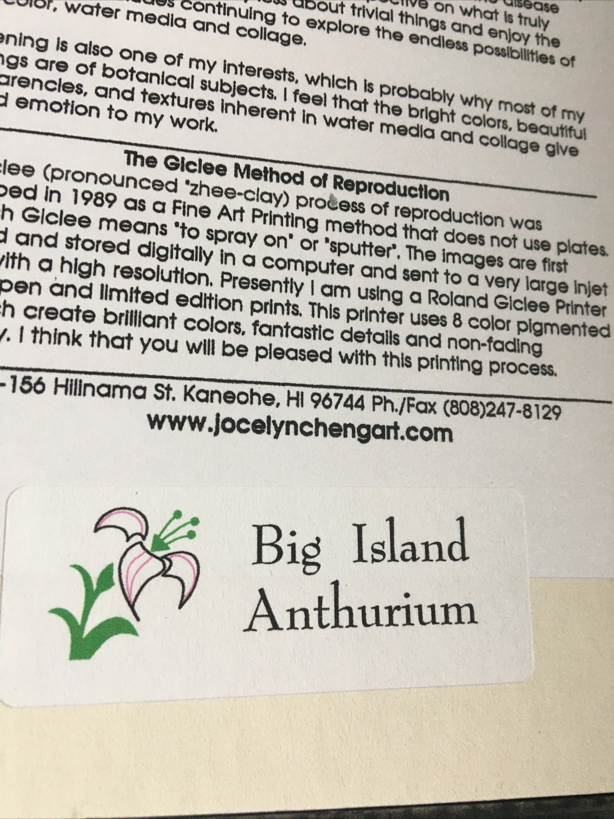 3 VINTAGE SIGNED BOTANICAL GICLEE PRINTS BY JOCELYN CHENG Matted 8X10 Set