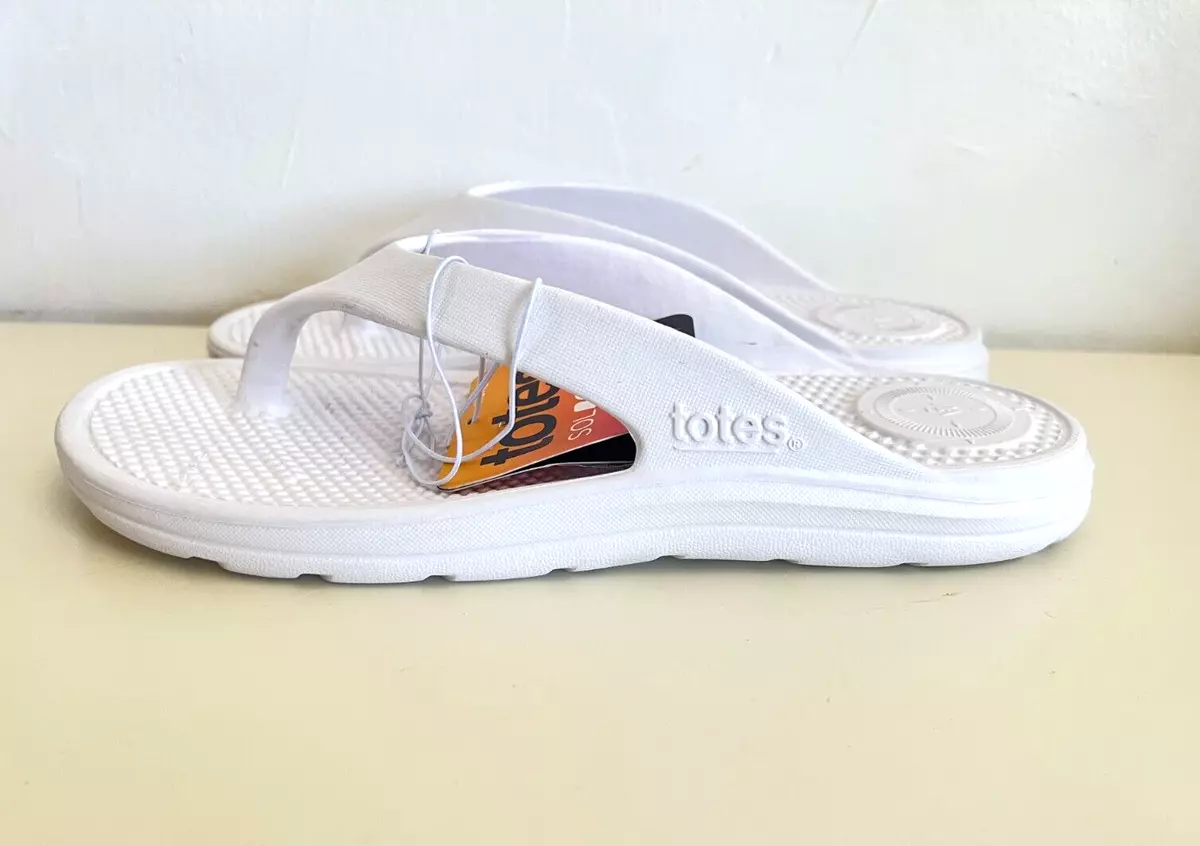 Women’s Totes Sol bounce boost your mood thong flip flops - Size 7 White NWT