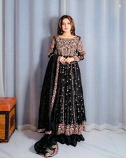 Attarctive Black Faux Georgette Palazzo Suit With Dupatta For Reception