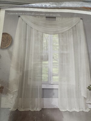 NEW Kensington Window Sheer Scarf Valance 52'' x 216'' Ivory Valance Only