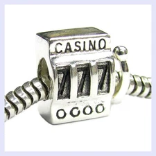 Sterling Silver Lucky 7 Casino Slot Machine 777 Bead for European Charm Bracelet