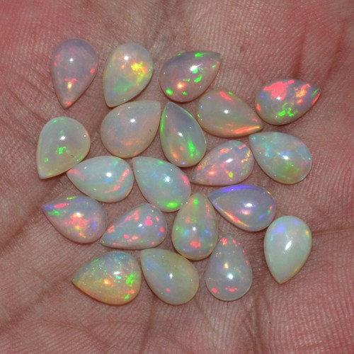 20 Pcs AAA+ Natural Ethiopian Opal 9mmx6mm Vibrant Play of Colors Gemstones Lot - Picture 5 of 9