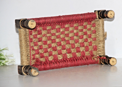 Vintage Colorful Wooden Handmade Traditional Jute Rope Charpai Khat khatli Stool - Picture 5 of 11