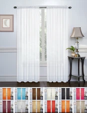 2 Pack: Elegant Sheer Voile Curtain Panels  - Assorted Colors