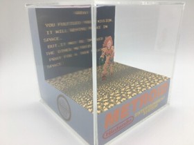 Metroid Samus Ending Title Reveal Shadow Box Diorama Cube Nintendo NES