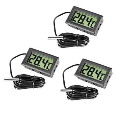 3 Stück Digital LCD Thermometer Temperaturwächter mit externem Fühler für Kühlschrank