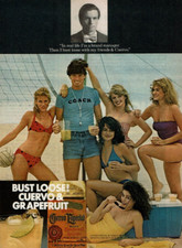 1981 Vintage Print Ad Bust Loose Cuervo Especial & Grapefruit Bikinis Volleyball