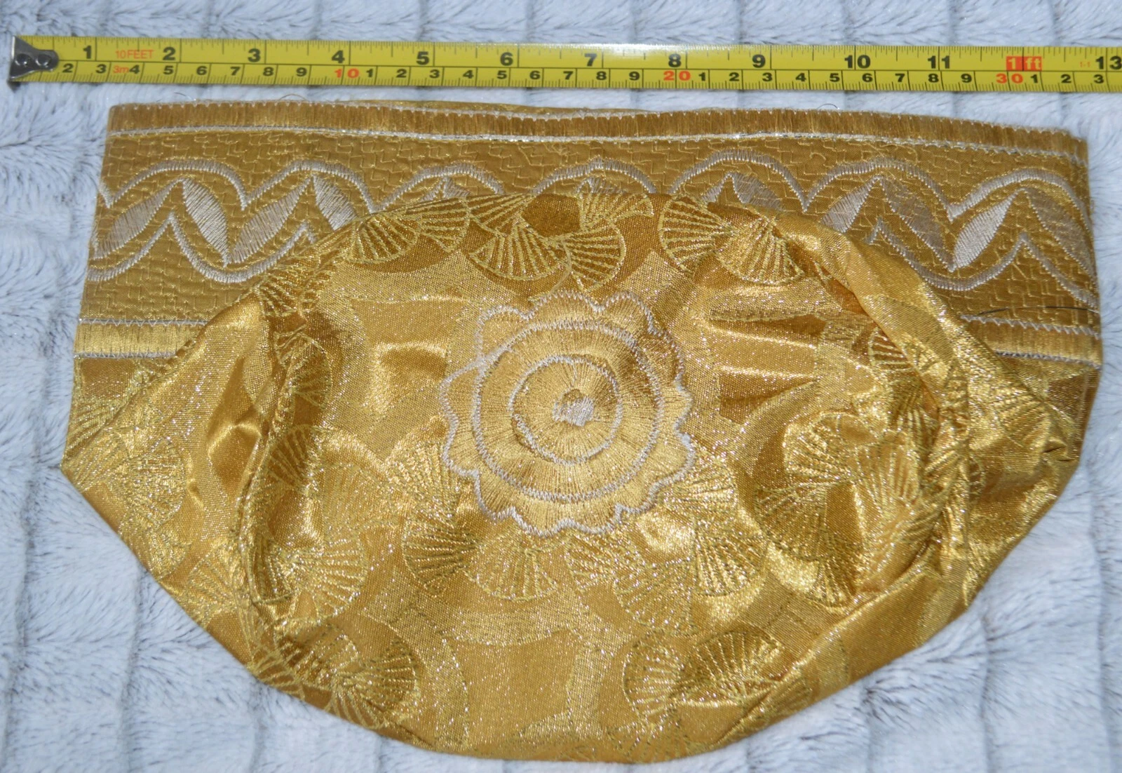 gold Authentic African Cap Embroidered Hand Woven Kufi Nigerian Yoruba Aso Oke