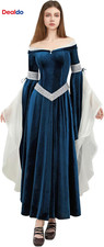 Medieval Renaissance Dress Elf Clothing Retro Gown Dress with Chiffon Sleeves
