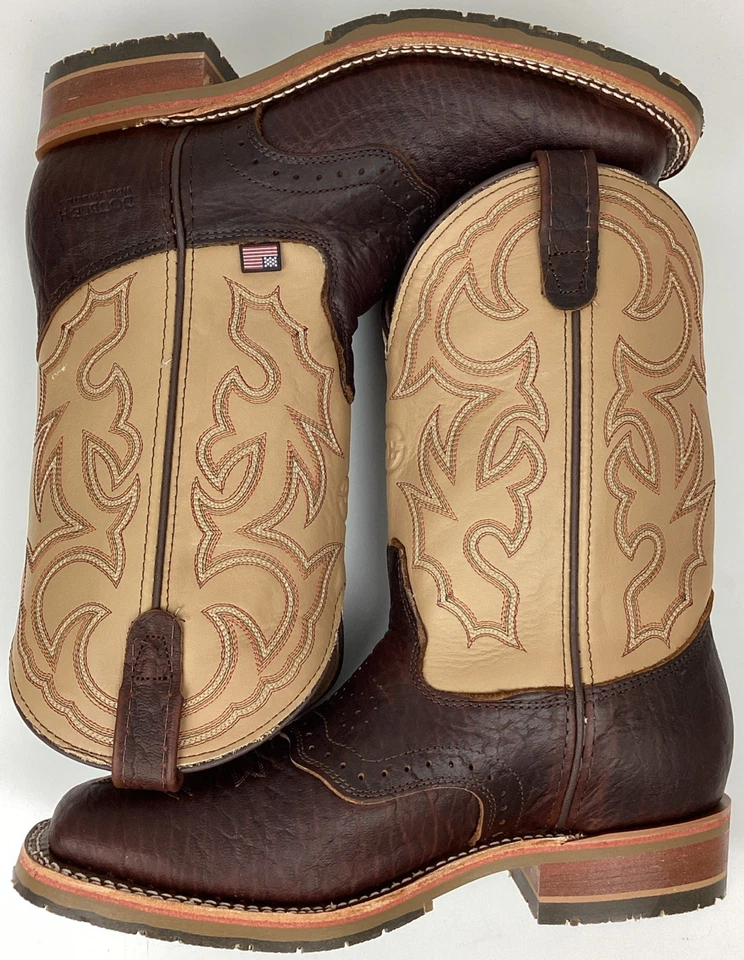 Double H Graham Men's 11" Leather Square Soft Toe Western Boot Brown Size 9.5 EE - Image 2 of 4