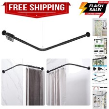 L Shaped Corner Shower Curtain Rod, 24.3" - 48" x 24.3" - 48" Adjustable 90 D...
