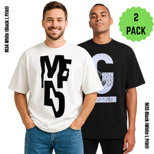 Men's 2 Pack Short Sleeve Drop Shoulder Letter Printed  Graphic T-Shirt| UK Sale