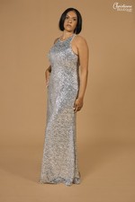 Robe sirène argentée entièrement pailletée – Éclat et élégance