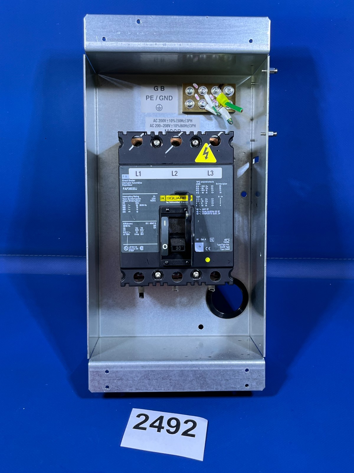 SMC THERMO CHILLER H-2000 CIRCUIT BREAKER SQUARE D FAF36030J 30A