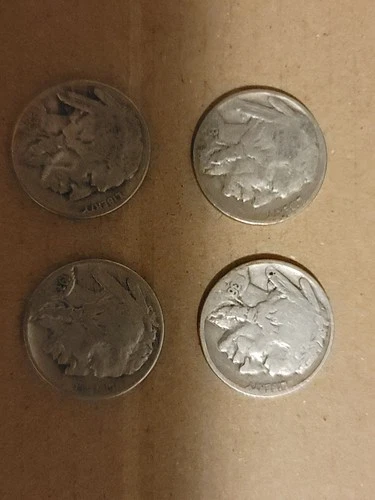 Buffalo Nickels Lot Of 4 1937 1937 D 1936 1935 Verry Fine