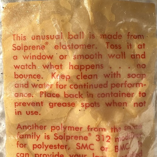 Phillips Chemical Co. Petroleum Solprene Elastomer Salesman Sample Ball ...