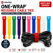 VELCRO® Cable Ties Straps Double Sided Reusable  One Wrap Fastener Wire Tidy DIY