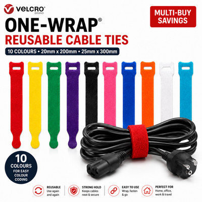 VELCRO  Kabelbinder Riemen doppelseitig wiederverwendbar One Wrap Verschluss Draht ordentlich DIY