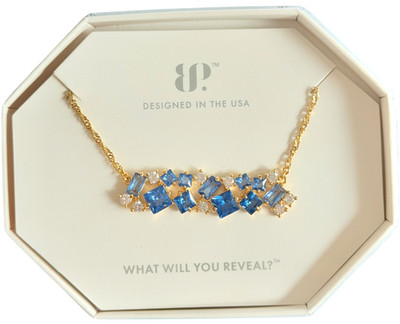 Bomb Party Necklace ''A Feverish Lace'' Aqua Blue Spinel on Yellow Gold