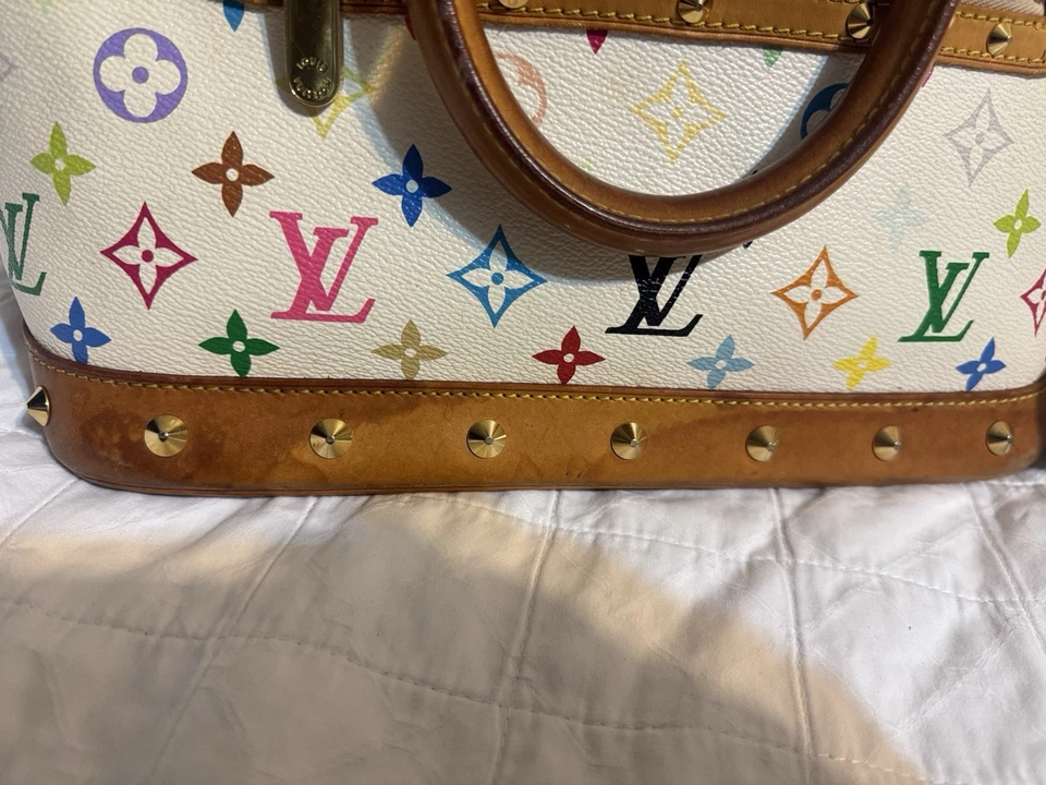 Louis Vuitton Alma Top Handle Bag White Multicolour Leather Monogram - Image 3 of 4