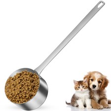 1 Cup Dog Food Scoop 7.8 Inch Long Handle Stainless Steel Measuring Cups