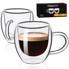 PARACITY Double Wall Glass Espresso Cups and Clear 2 Count (Pack of 1),