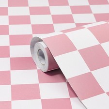 Pink Mosaic Checkerboard Peel and Stick Wallpaper Self Adhesive Removable Vinyl