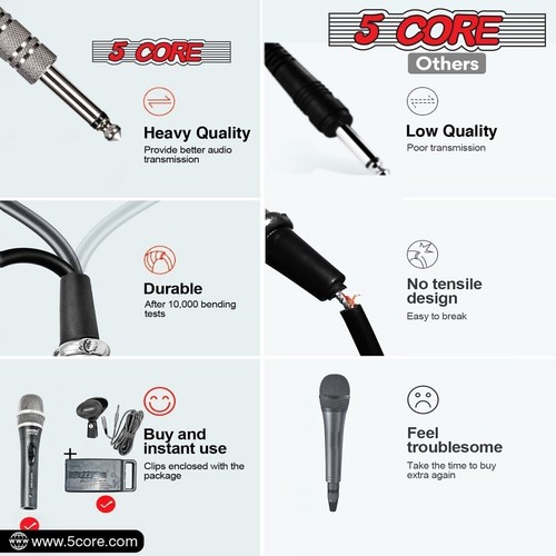 5Core XLR Microphone Dynamic Mic Karaoke Singing Studio Microfono Handheld Mics - Picture 6 of 17