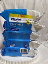 Equate Flushable Wet Wipes,Fresh Scent,240 Wipes 5 pack Compare to Cottonel